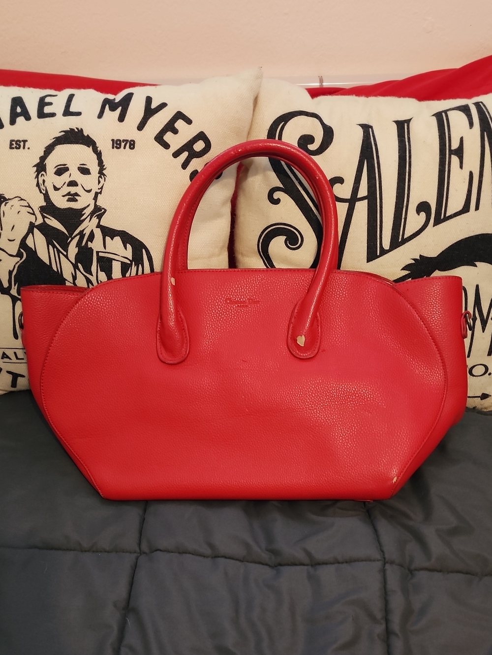 Dior Red Leather Tote with Curved Silhouette